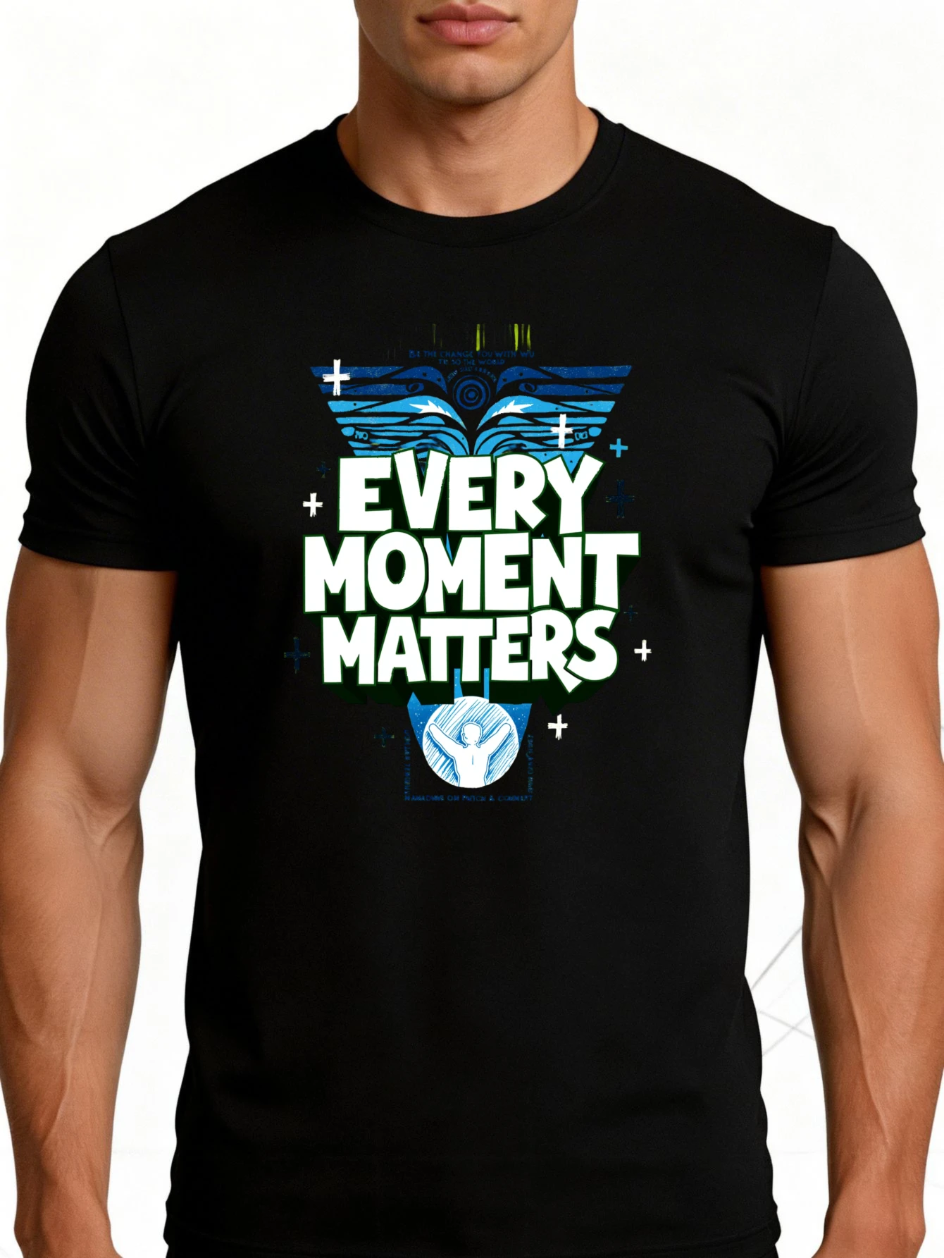Men's Graphic T-Shirt - Breathable, Soft, Lightweight - Every Moment Matters Design - Retro Fun Graphic Casual Short Sleeve Summer Top, Gift for Him