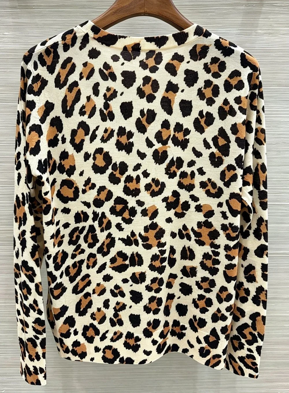 100%Wool Knitted Cardigan 2026 Autumn Winter Knitwear Women Sexy Wild Leopard Print Knitting Long Sleeve Casual Soft Sweater Top