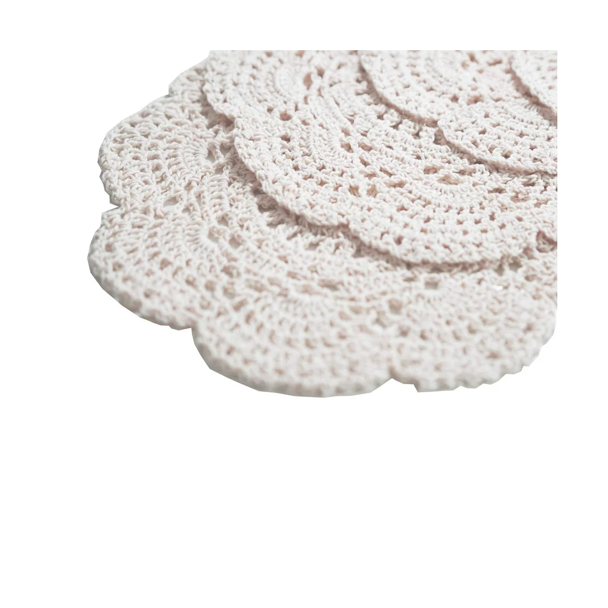 4PCS 8.6 Inch Doilies Crochet Round Lace Doily Handmade Placemats Cotton Crocheted Coasters (Beige)