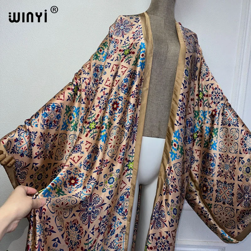 WINYI high quality kimono african print dress beach wear Elegant Cardigan sexy Holiday beach outfits for women vestidos swimwear