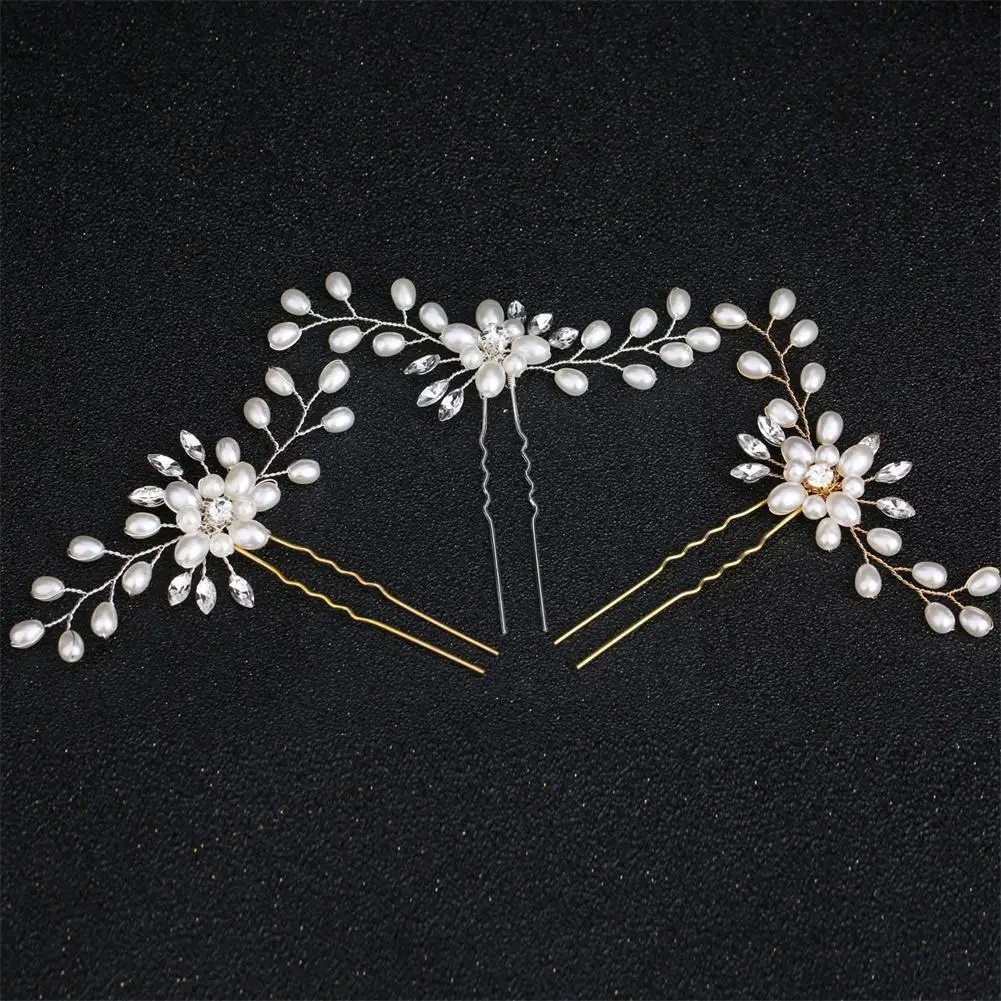 Trendy Handmade Tiara Wedding Hair Comb Leaf Flower Pearl Head Hair Hairpins Bridal Wedding Jewelry Accessories Rhinestone K4H4 image 6