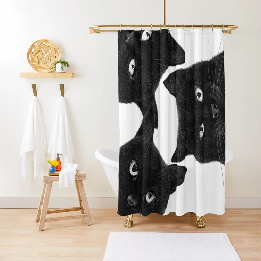 

Three black cats in a circle Shower Curtain Modern Accessory Bathrooms Shower Bathroom Anime Shower Curtain