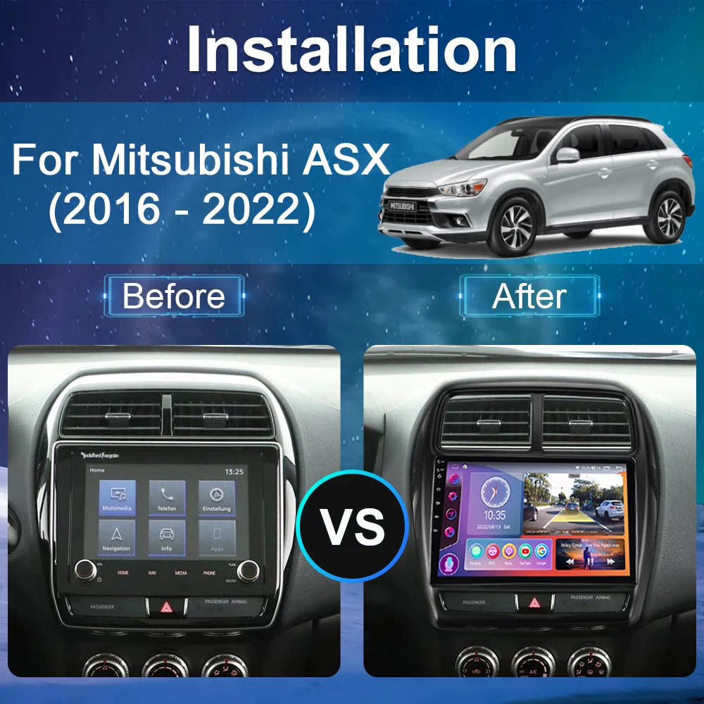 Car Radio Android For Mitsubishi ASX 1 2016 2017 2018 2019 2020 2021 2022 Multimedia Video Player GPS Navigatio Carplay Stereo