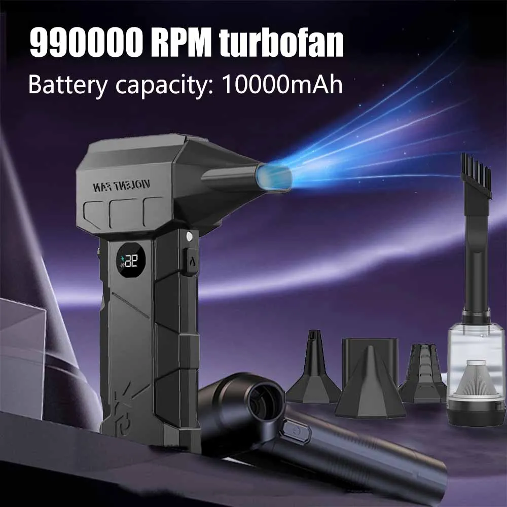 

Электрический воздуходувка 990000 об/мин, турбореактивный вентилятор, бесщеточный двигатель, высокоскоростной турбо-сильный вентилятор, перезаряжаемый через USB, мощный пылеочиститель