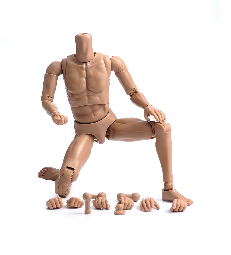 1:6 Scale durable Muscle Fitness Male Figure soldier Body Model Toys with extra hands accessory