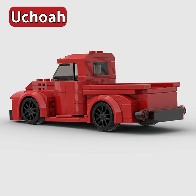 162pcs MOC Red Pick-up Truck Race Car Model Building Block Kit, New City Great Vehicles Set Idea per adulti da collezione Home Des