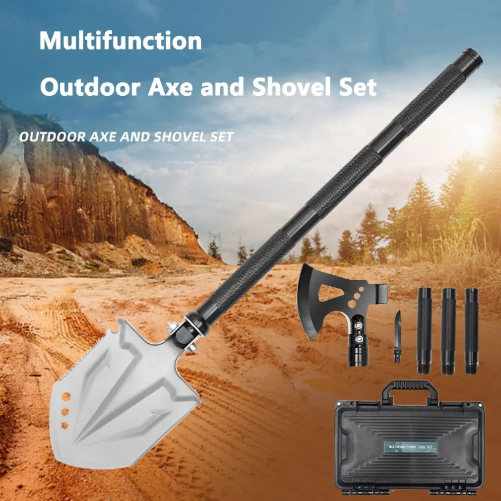 Multifunction Shovel Axe Set Outdoor Camping Tools Survival Folding Shovel Garden Dig Tools Kit For Off-road,Beach,Soil And Snow