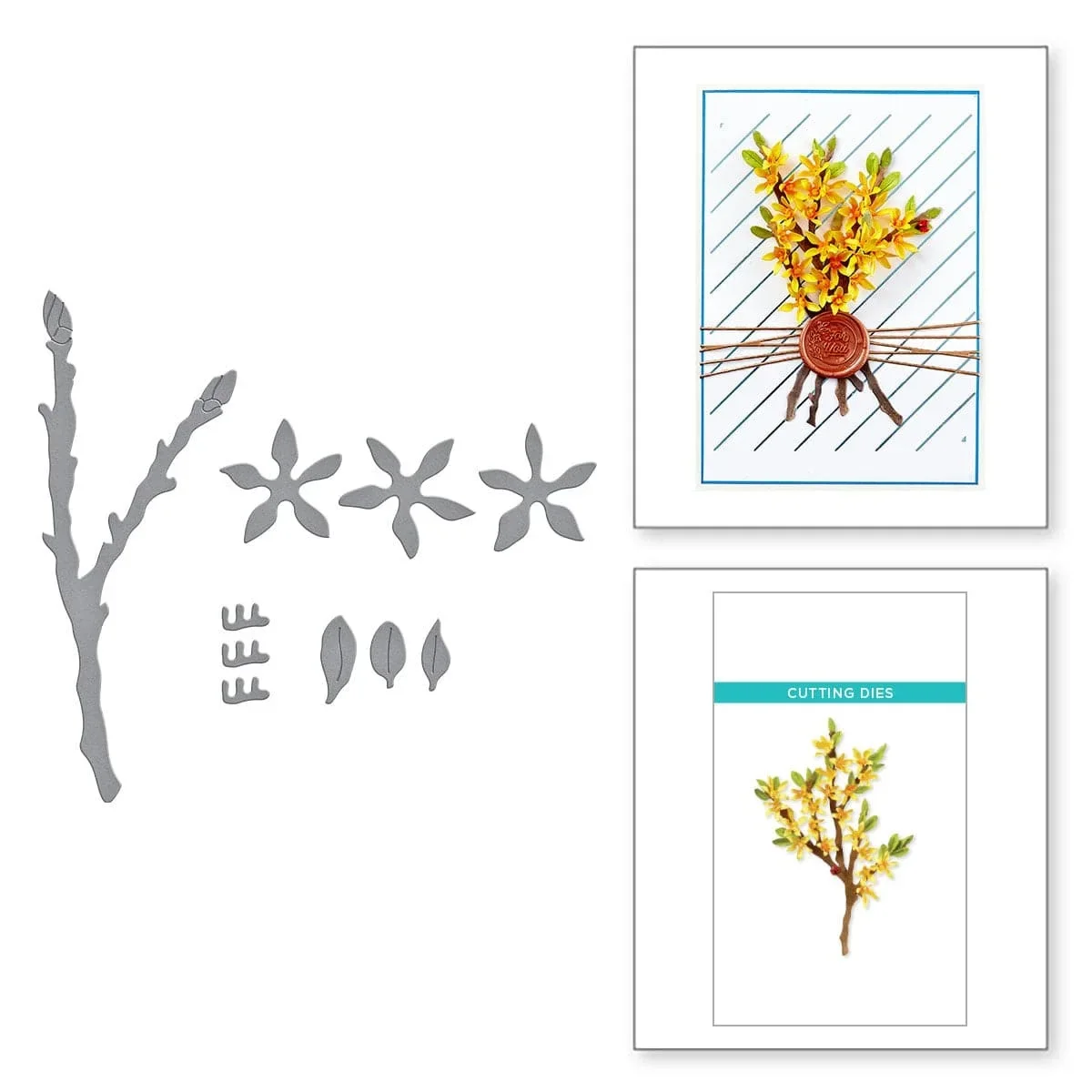 July 2024 New Forsythia Flower Leaves Etched Metal Cutting Dies Scrapbooking For DIY Crafts Greeting Card Making