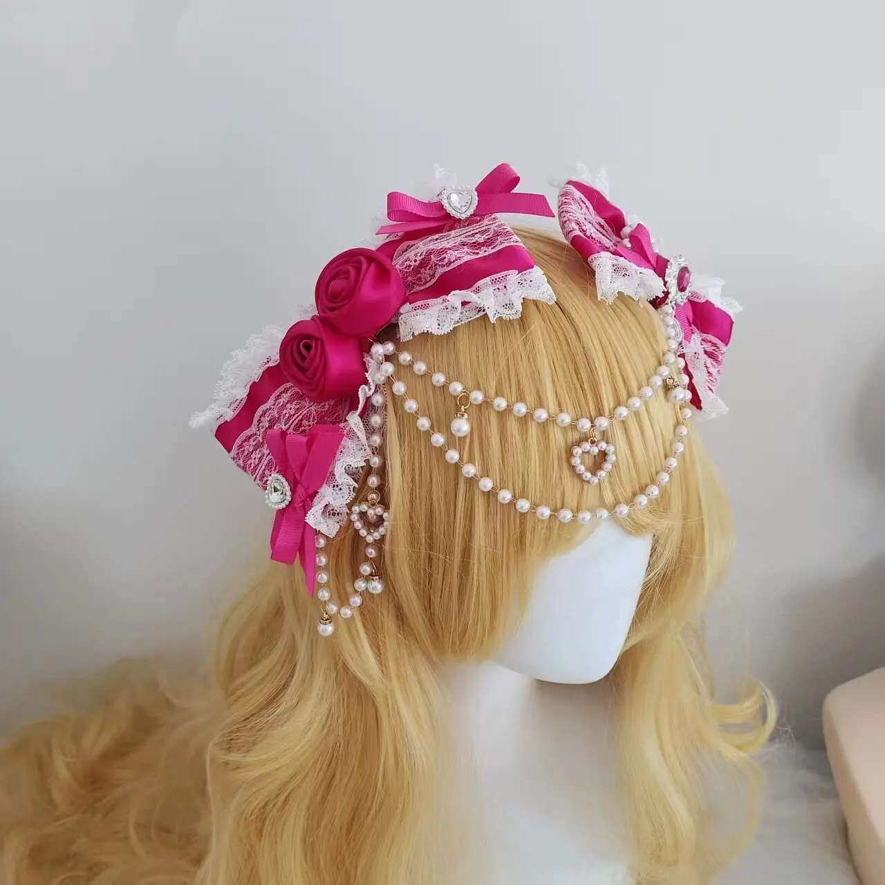 Original Ji Gal Fenghua Leah Culture One-piece Bead Chain Hairpin Lace Dragon Fruit Color Hairpin