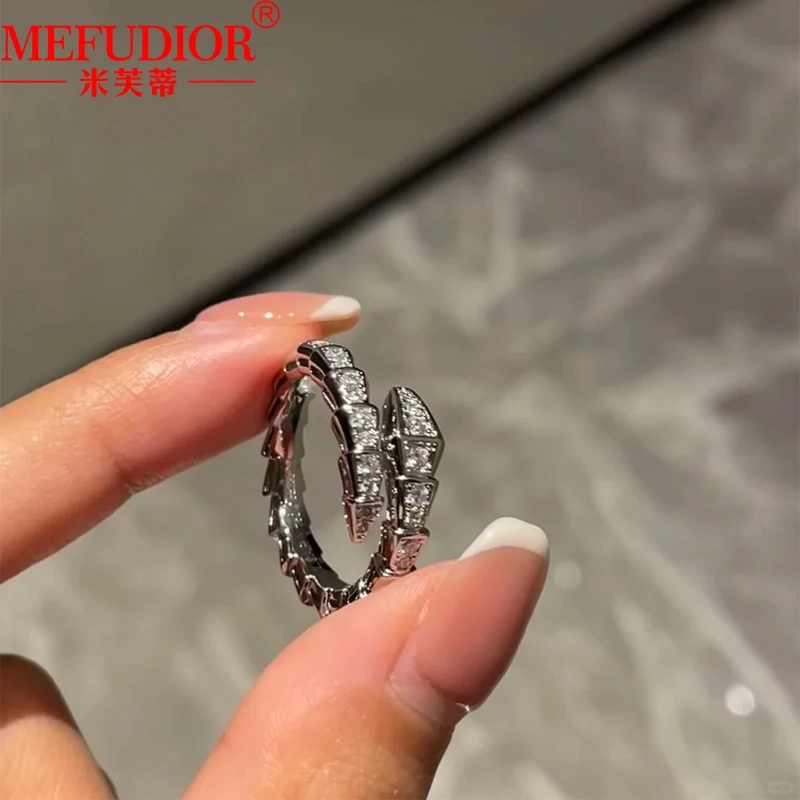 S925 Silver Snake Ring Full Moissanite Diamond Brilliant Snake Open Wedding Brand Women Fashion High Quality Jewelry Party Gifts