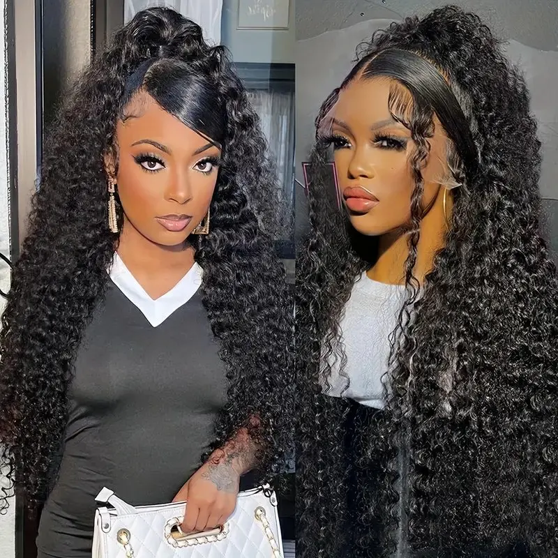 Rosabeauty HD 13X6 Full Transparent 250% Density 30 40 Inch Deep Curly Lace Frontal Wigs 13X4 Front Human Hair Wig