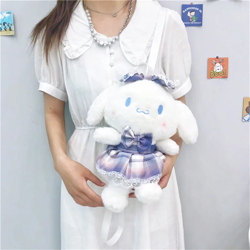 2023 Sanrio Cinnamoroll Plush Doll Backpack New Cute Skirt Kuromi Doll Bag Cartoon Cartoon Soft Bag Large Capacity Bag Girl Gift