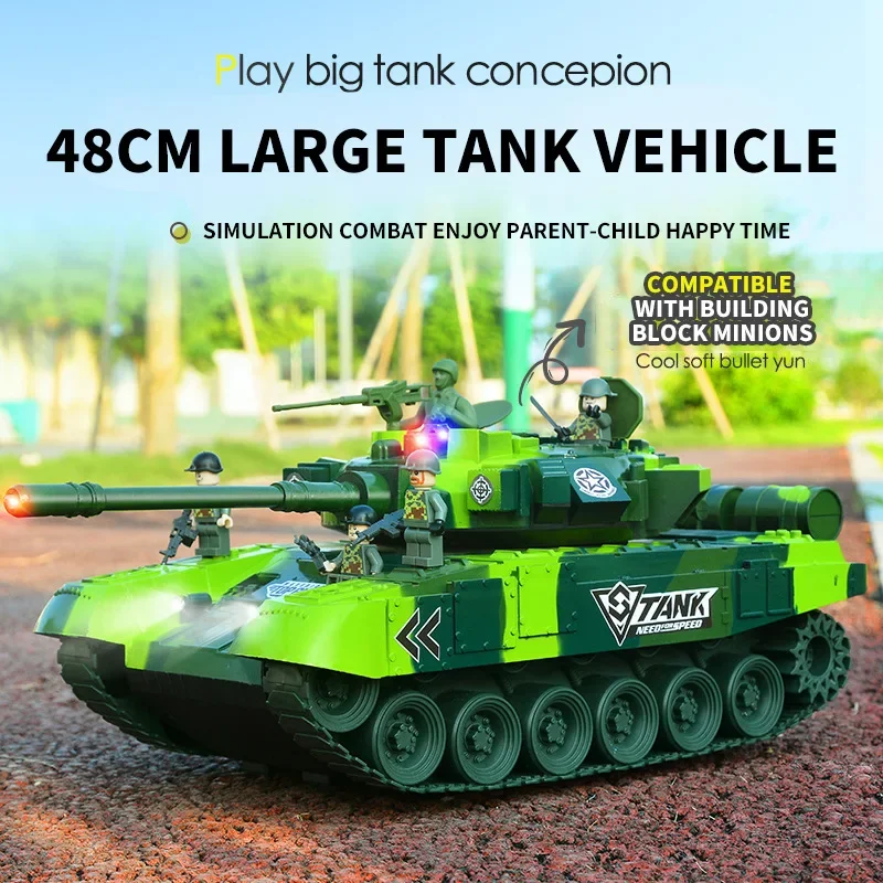 Tracked 48cm Remote Control Tank RC Car Toy with Sound Light Radio-Control Clawer Vehicle Children Electric Toys Boys Gifts