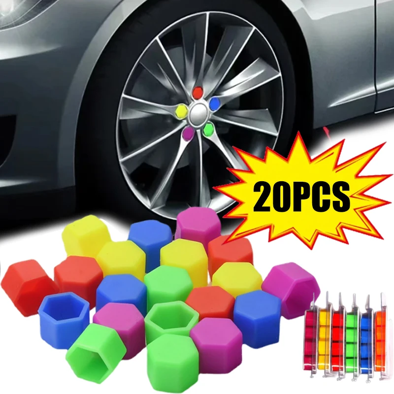 

20PCS Wheel Nut Protective Caps Coloured Silicone Luminous Tyre Nut Covers Dustproof And Rustproof Automotive Accessories