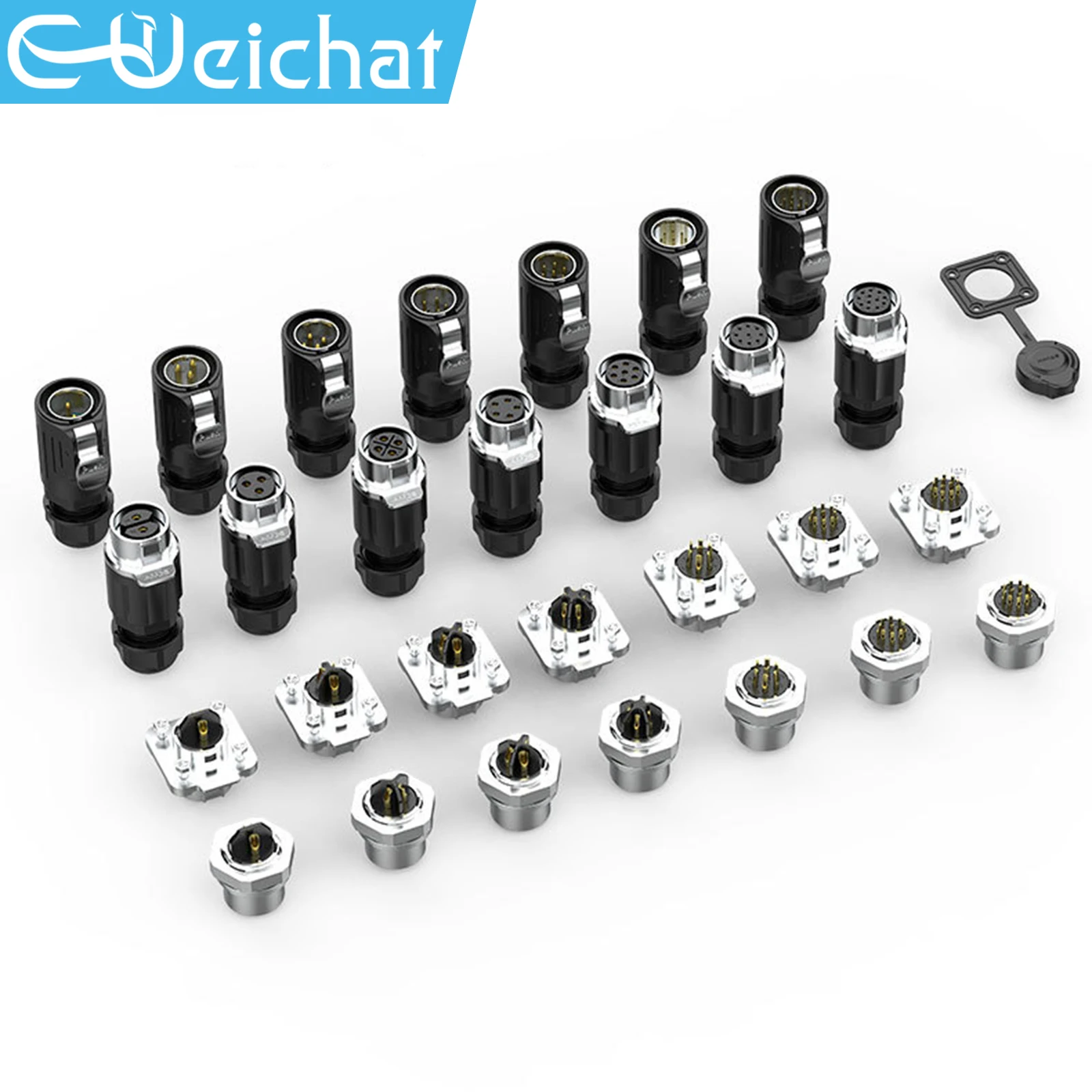 LP20 Flange Socket IP68 Waterproof Connector Industrial Circular Connector Aviation Electrical Metal Connector M20 2-12 Pin