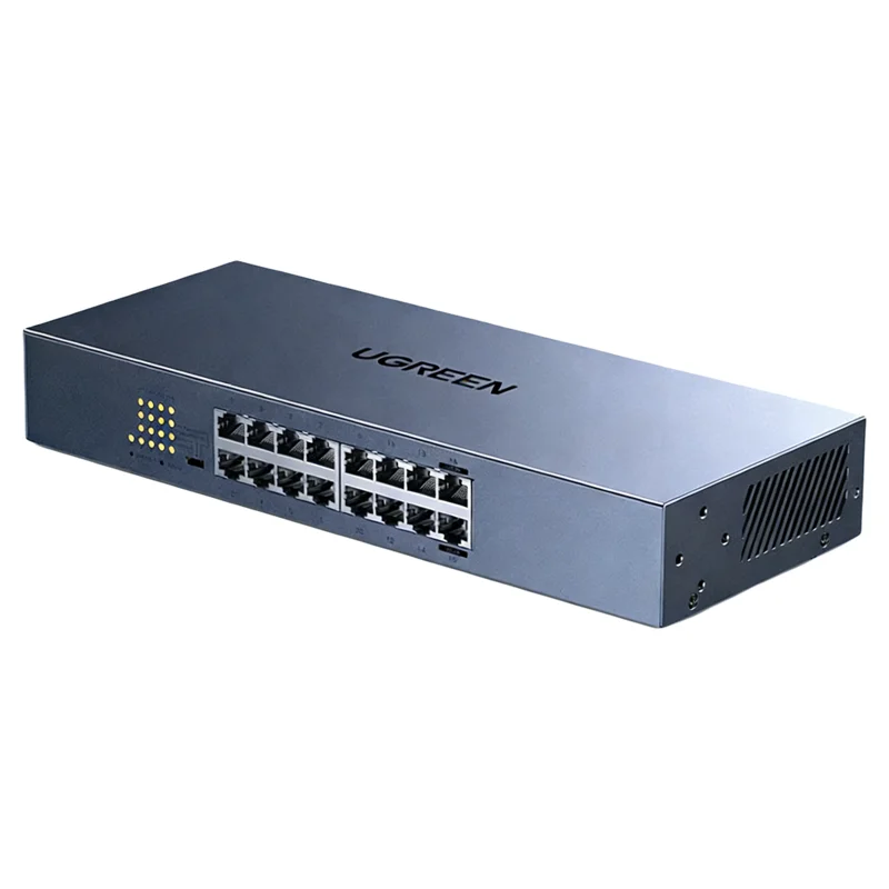 UGREEN 16-Port Gigabit Switch, Enterprise-Grade Rack-Mounted, VLAN Support, for Surveillance & Home Networking