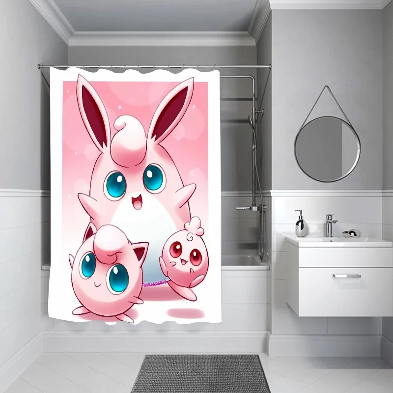 Shower P-pokemones Waterproof Fabric Bathroom Curtains for the Home Bath Curtain Accessories Bedrooms Shade Opaque Products