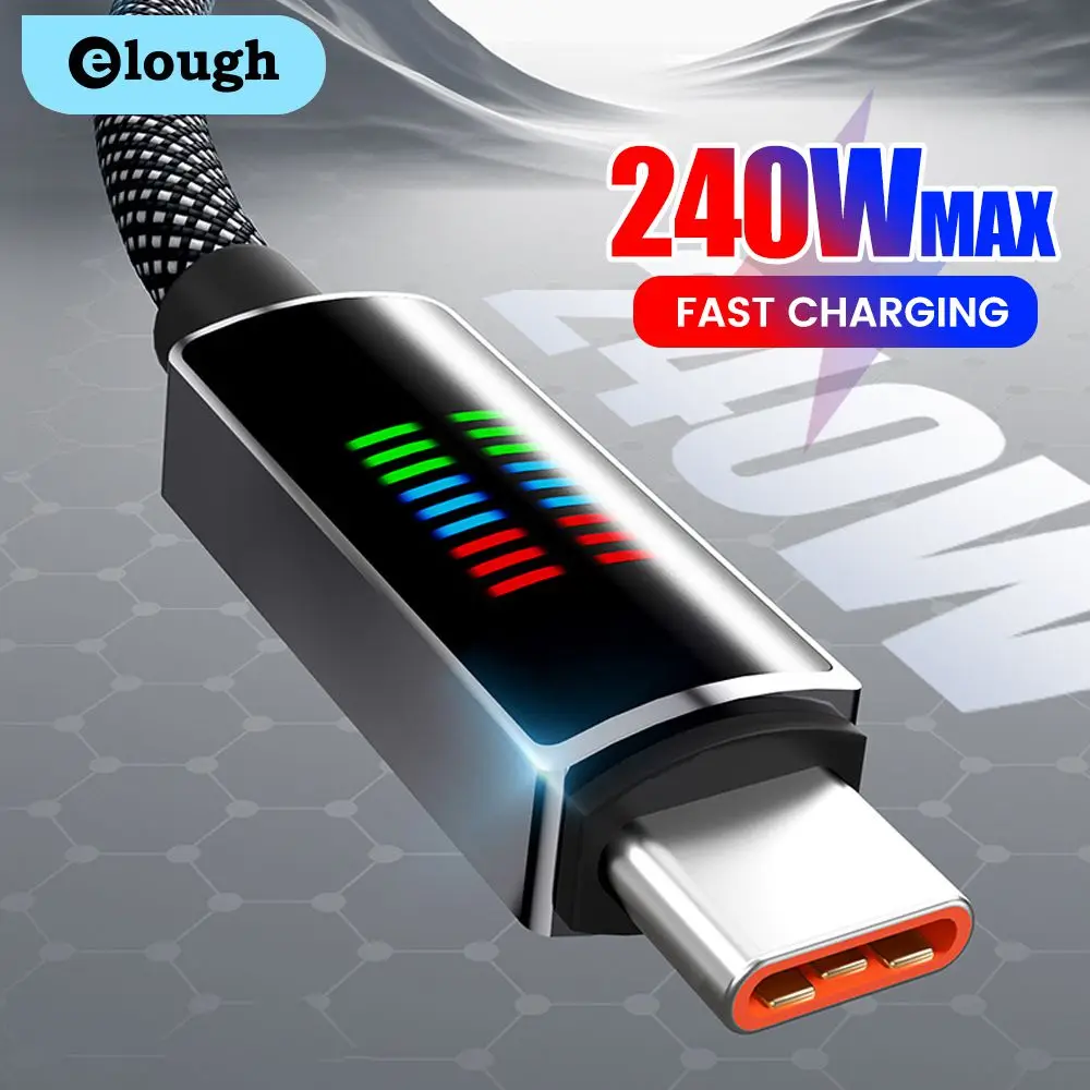 Cavo di tipo C da 240 W Cavo USB C a ricarica rapida con luce di marcia Display digitale Cavo dati da tipo C a tipo C per iPhone15 16 Huawei