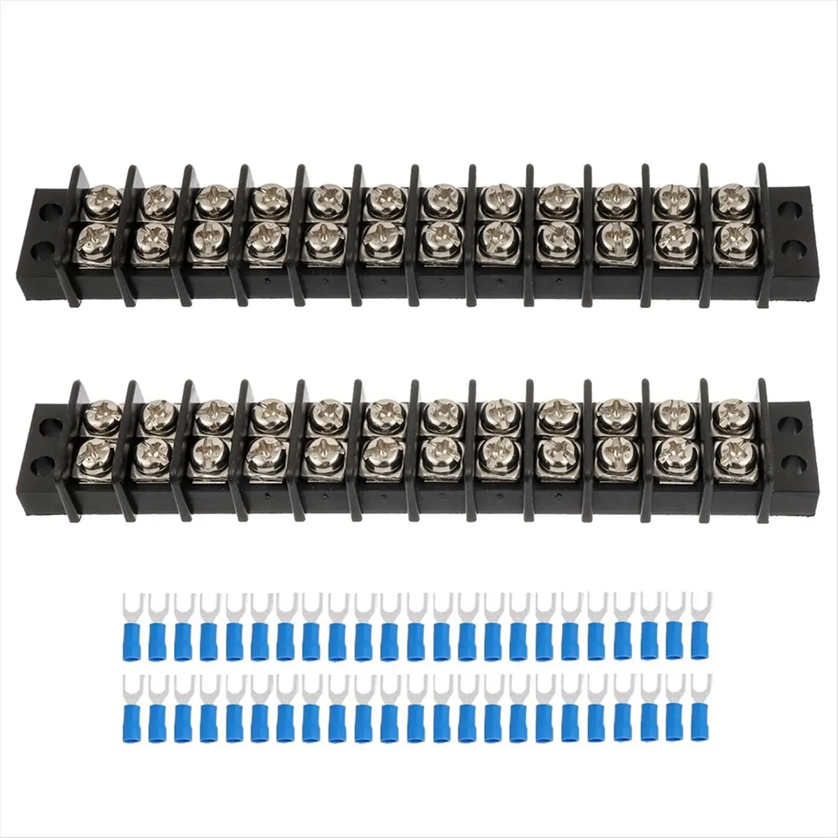 ABNQ 2PCS 12 Circuits 12 Positions Terminal Block 20-30A 200-450V Dual Row Screw Terminals Strip