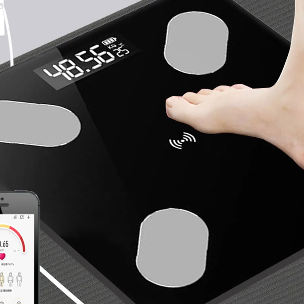 

Black Automatic on Off Body Fat Tracking Weight Monitoring Digital Scales