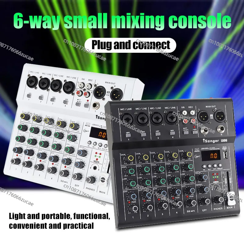 4/6 Channel Mini Bluetooth Audio Mixer With Reverb Effect For Karaoke Stage Meeting Live Streaming Equipment