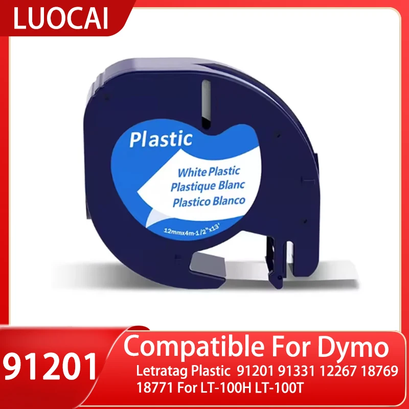 

Совместимый с LUOCAI Dymo LetraTag 91201 черный на белом 12 мм * 4 м для Dymo Letratag пластик 91201 91331 12267 18771LT-100H LT-100T