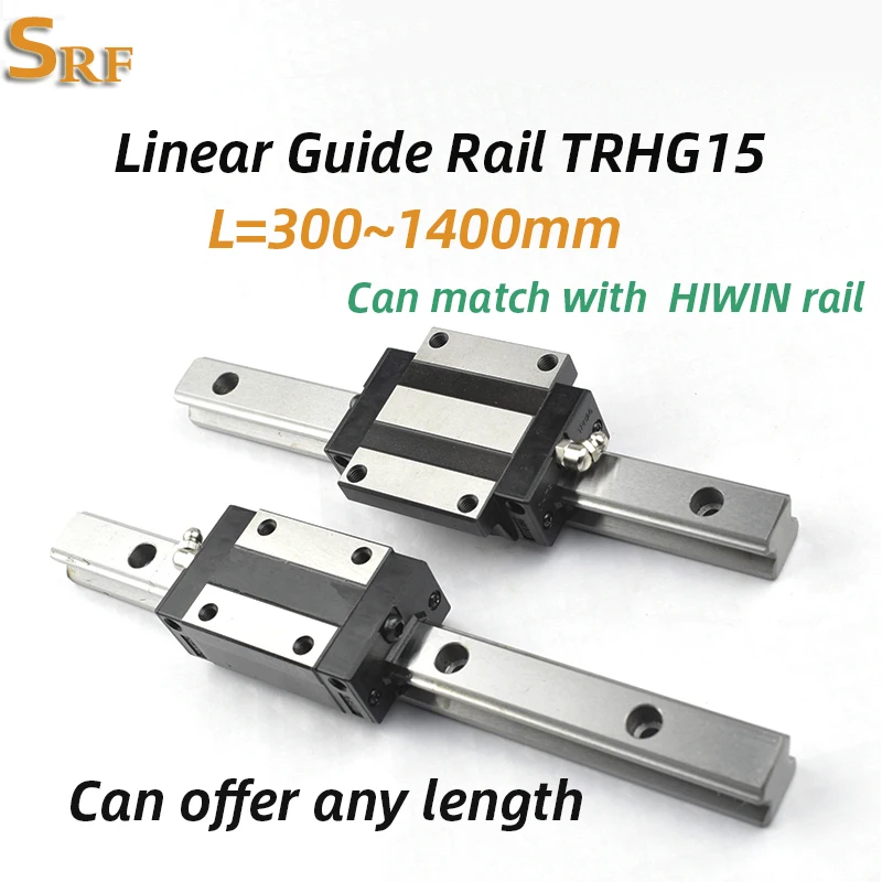 Square Linear Guide Rail TRHG15 L=300~1400mm TRHG15A TRHG15B Slider Block  CNC diy parts