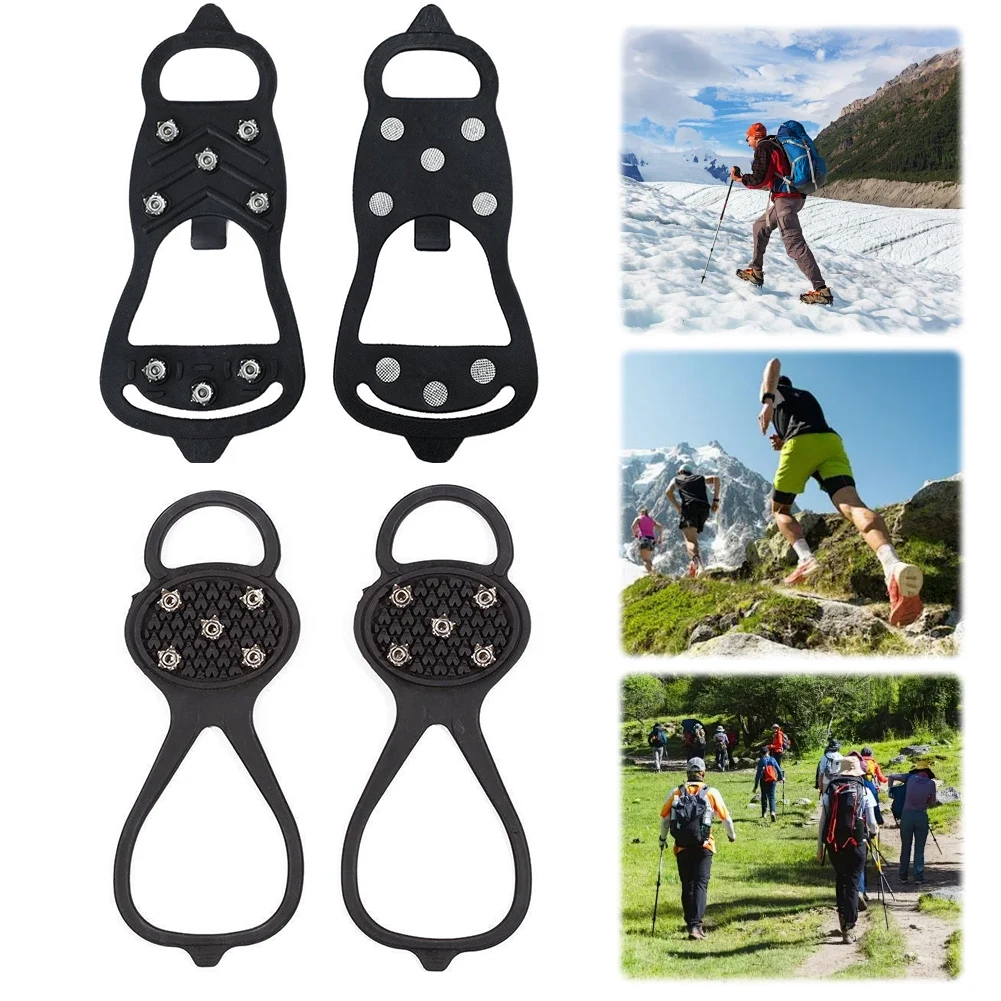 5/8 Teeth Walking Cleat Ice Grippers Non-Slip Ice Crampons Walking Shoe Ice Spikes for Outdoor Mountaineering Camping