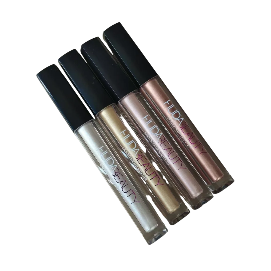 4-farbiger flüssiger Gesichts-Highlighter HUDA Stick Shimmer Shine High Lighter Iluminador Maquillaje Lidschatten Funkelnde Make-up-Kosmetik