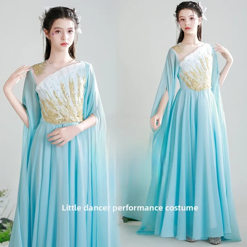 vetements-de-spectacle-pour-enfants-bleu-amincissant-long-dr-pour-examen-d'art-pour-enfants-zhongda-instruments-de-musique-traditionnels-chinois