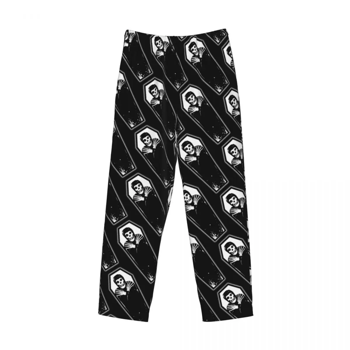 Custom Heavy Metal Misfits Skull Pajama Pants for Men Lounge Sleep Stretch Sleepwear Bottoms with Pockets view 3