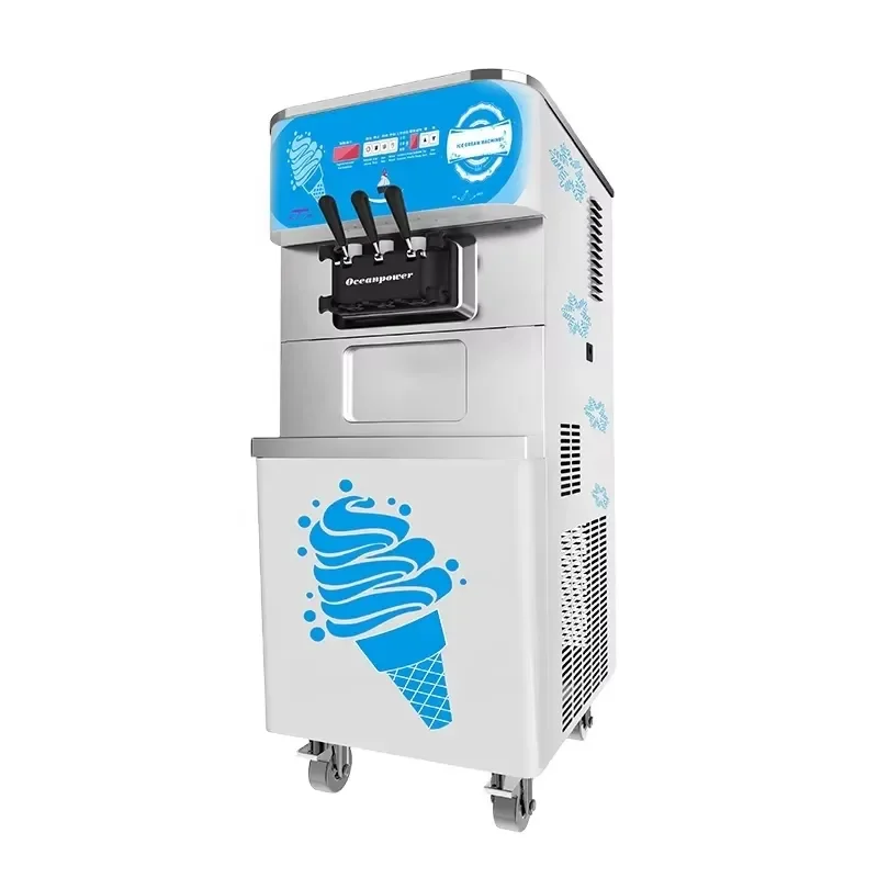 Oceanpower OP138 Ice Cream Machine for Three Flavor Soft Serve Ice Cream Softy Maker for Snack Business