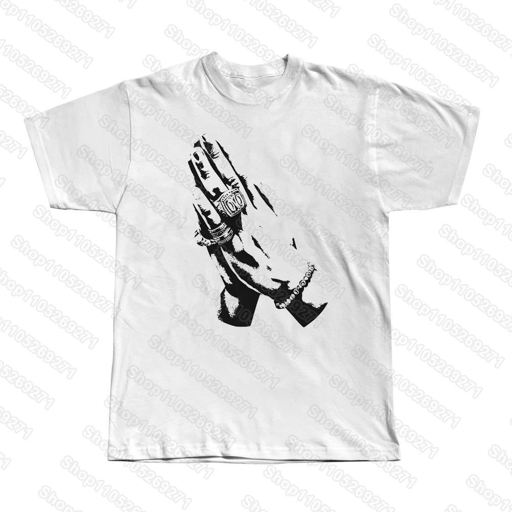 2026 New Summer Both Hands Prayers Print T-Shirt Unisex Short-sleeved Hip Hop Retro Street Y2K Casual Fashion Top Clothing