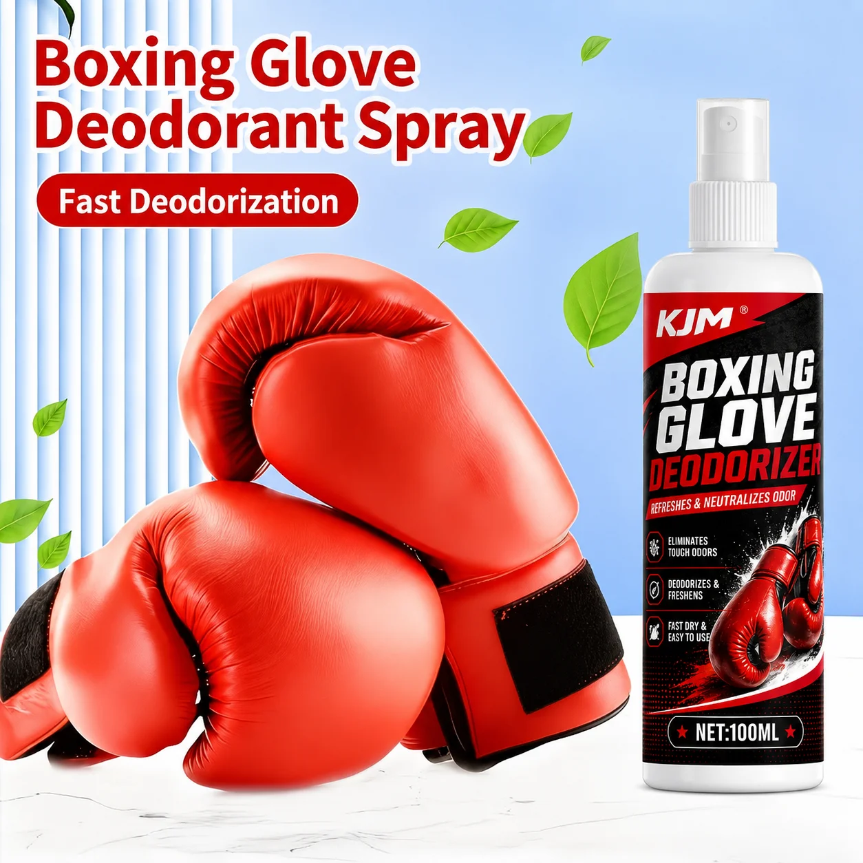 KJM 100ML Gentle Non-Irritating Leather Gear Deodorant Spray Sweat Odor Neutralizer for Car Interior Motorcycle Boxing Work