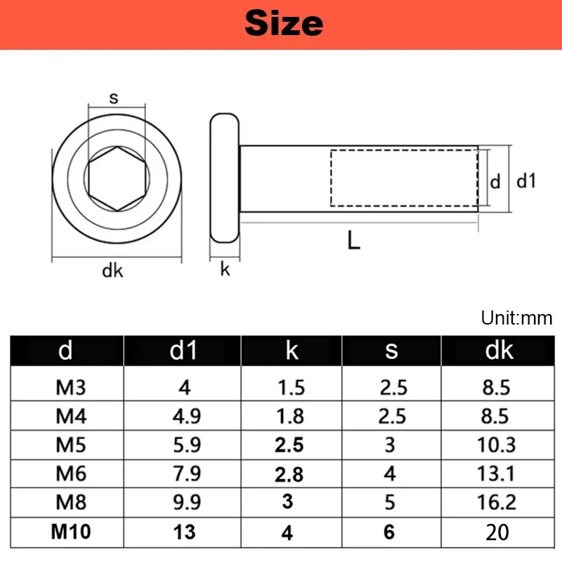 Binding Screws Nail Rivets Hex Head Socket Cap Bolt and Hex Head Barrel Nut M3 M4 M5 304 A2 Stainless Steel Length 4~100mm