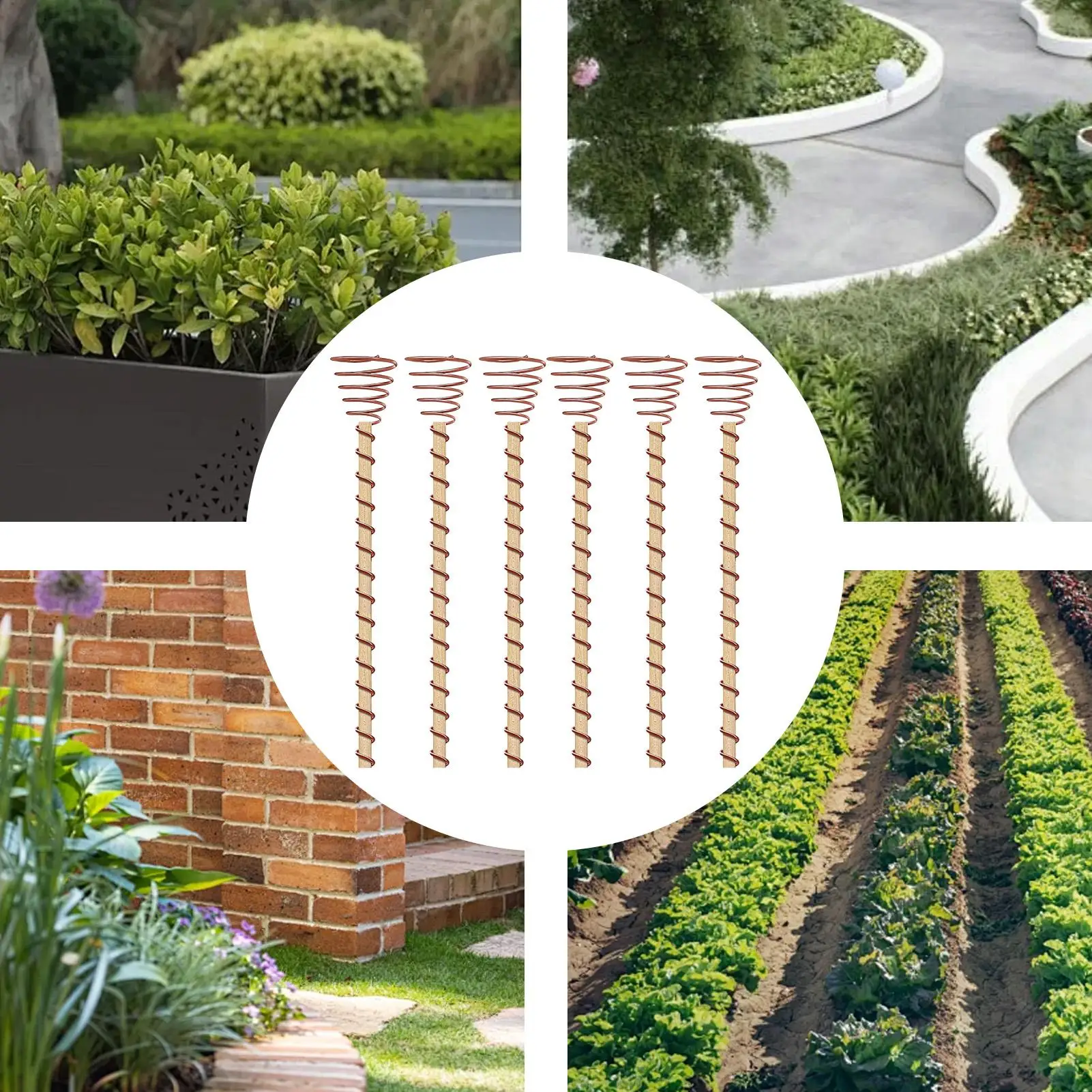 Electroculture Plant Stakes 6PCS 12Inch Electroculture Gardening Copper Coil Antennas Electroculture Gardening Stakes for Plants