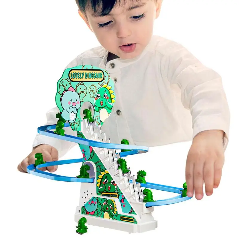 Climbing Stairs Toy Mini Dinosaur Slide Toy Electric Track With Light And Music Early Educational Toy For Infant Boys Girls Gift