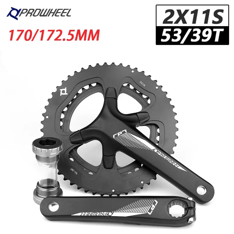 

PROWHEEL RPT721C Double Chainrings Crankset 2x11 Speed 170 172.5mm Crank 110BCD 53/39T with Bottom Bracket BB Road Bike parts