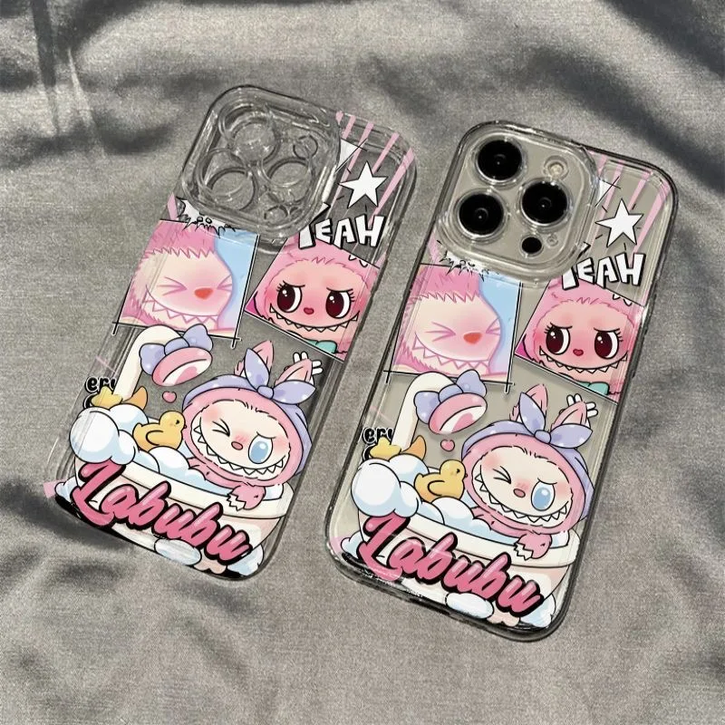 Cute Cartoon L-LABUBU Phone For VIVO Y28 V30e Y75 Y03 Y36 Y100 Y17s Y76 Y22s Y16 Y50 Y21 Y20 V29 V23e V21e 5G Transparent Cover