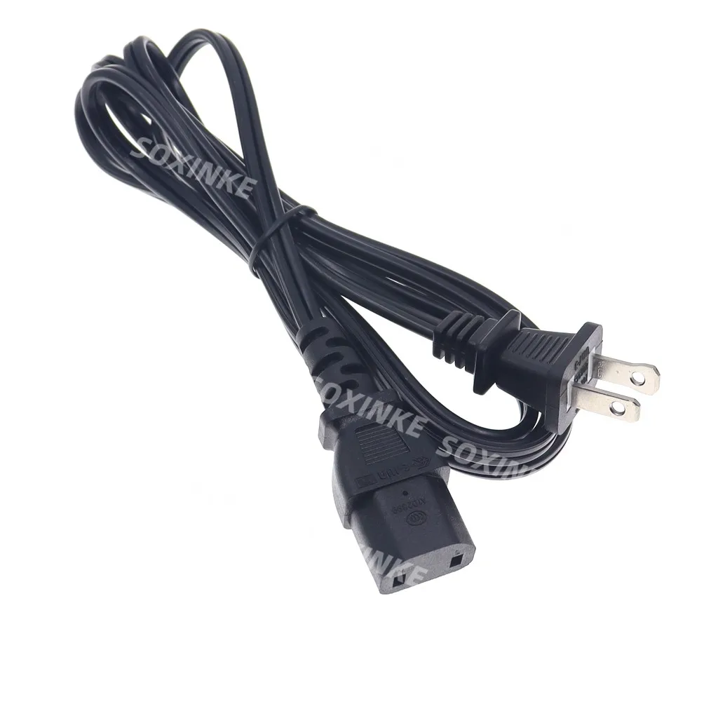 Universal 2-Prong Polarized Male to IEC C17 Female Extension Cord 1.8m Power Replacement Cable for Sony PS4 Pro Xbox One etc.