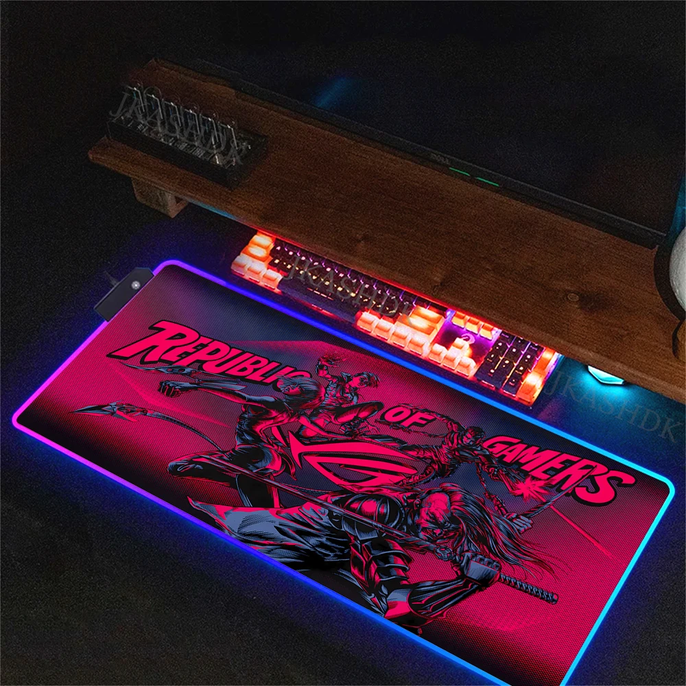 Cartoon Asus Deskmat Mouse Pad Gaming LED Mouse Mat 900x400 Mousemats Table Pads PC Office Desk Mat RGB Keyboard Mats XXL