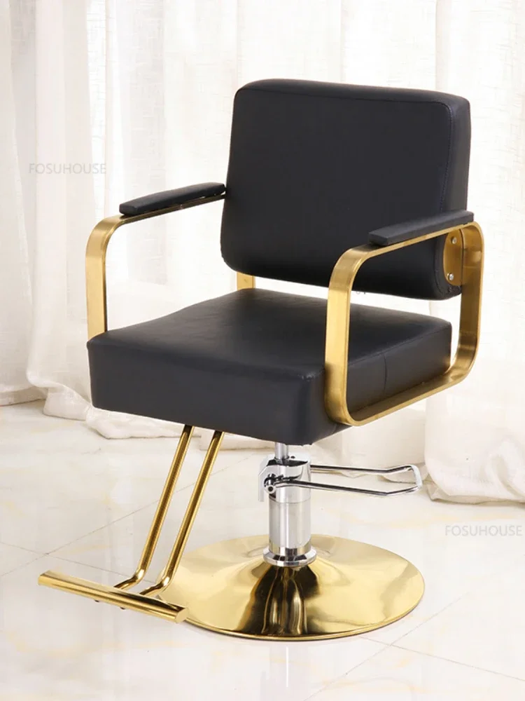 European Light Luxury Barber Chairs Comfortable Beauty Chair Hair  Professional Barber Chair High-end Back Lift Armchairs