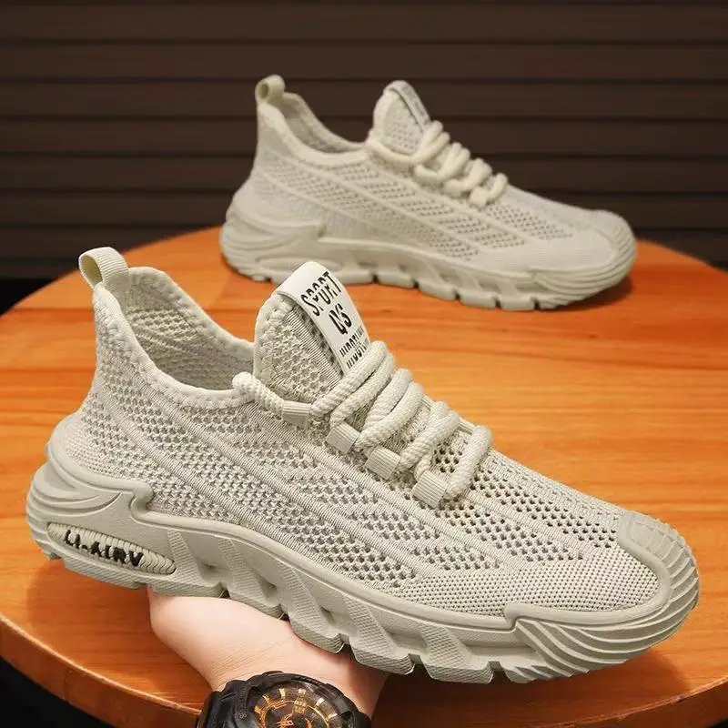 Men's Summer Breathable Anti-Slip Running Shoes Soft Bottom Mesh Upgraded Work Casual Sports Trendy Shoes Hollow out Design