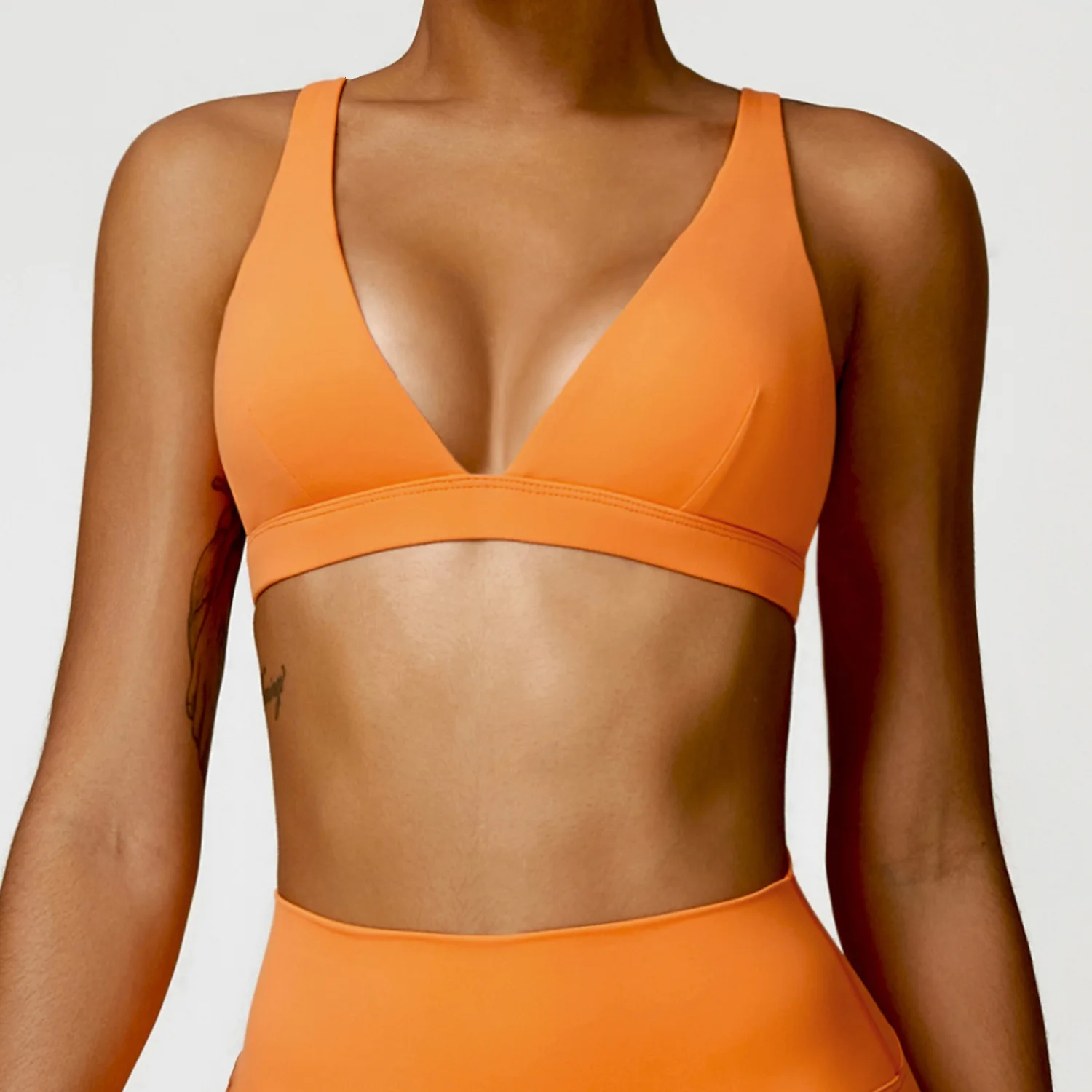 Soutien-gorge de sport en nylon fin pour femme, sous-vêtement push-up, sans fil, décolleté en V profond, bralette de gymnastique, de yoga, haut de fitness, 03/Fitness