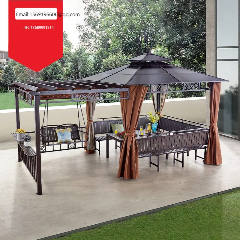 

Outdoor courtyard grape trellis anti-corrosion pastoral leisure sunshade swing garden wooden house aluminum alloy pavilion