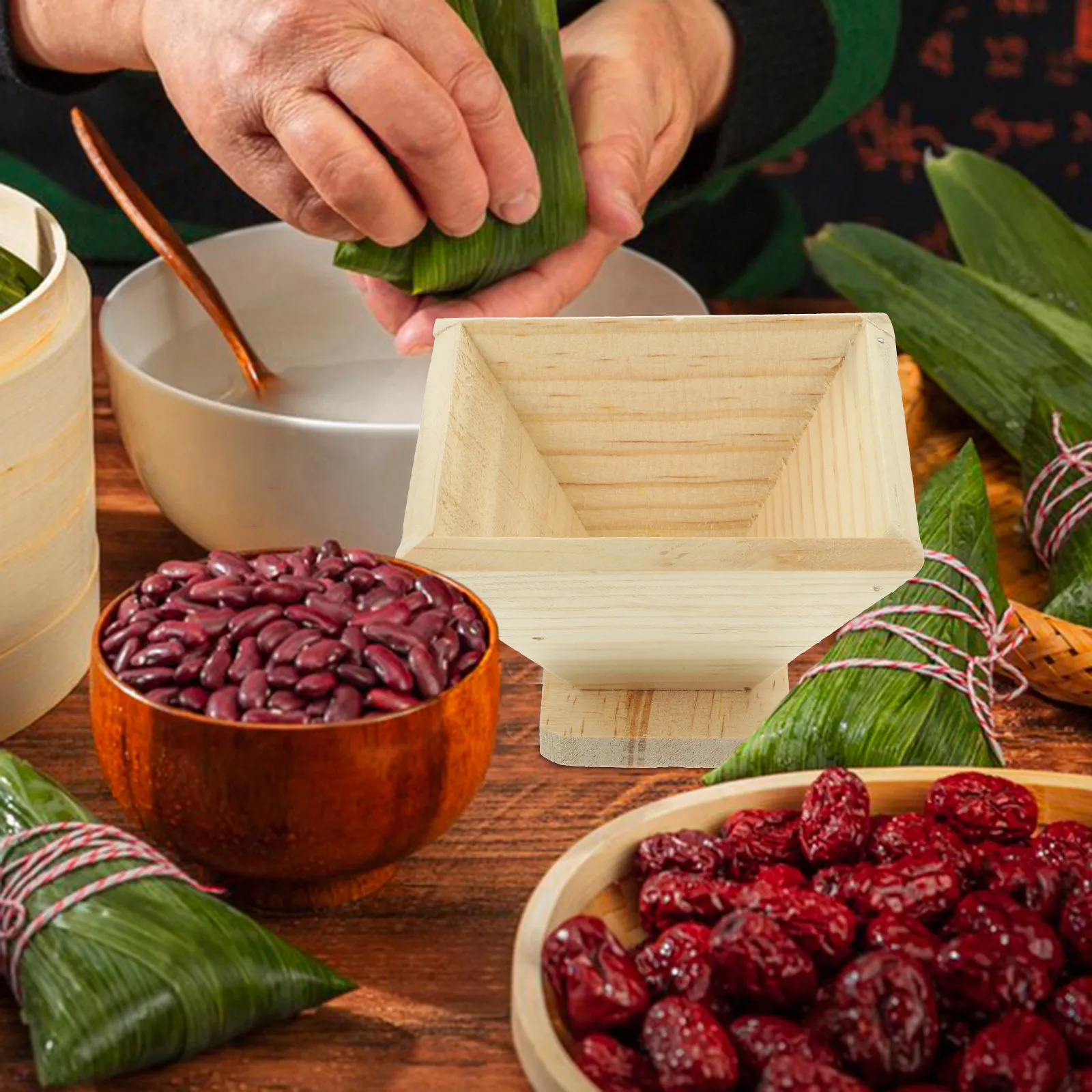 Wood Zongzi Mold Quadrangular Rice Dumpling Maker for Traditional Sticky Rice Kitchen Crafting Tool
