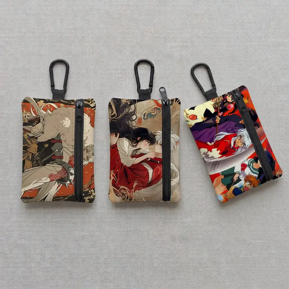 Anime I-InuYasha Manga Everyday Oxford Cloth Zipper Coin Purse - Lightweight Card Holder & Hanging Key Pouch