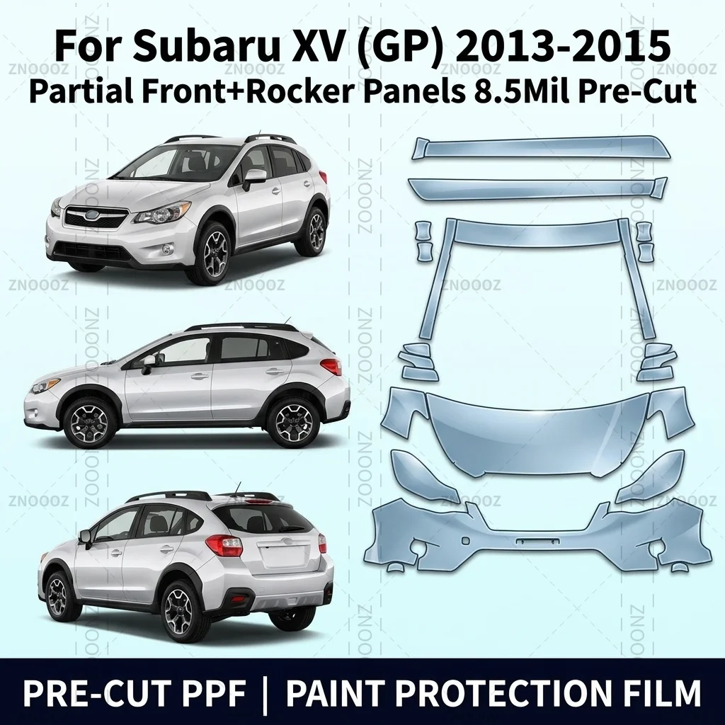 For Subaru XV (GP) 2013-2015 Partial Front+Rocker Panels 8.5Mil Pre-Cut PPF Kit, TPU Self Healing, High Gloss Anti Yellowing