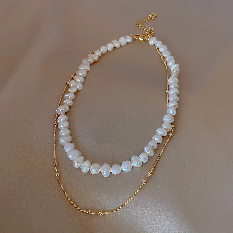 

High Quality Natural Baroque Freshwater Pearl 14K Gold Filled Female Chokers Necklace Gifts Snake Chains Promotion Jewelry