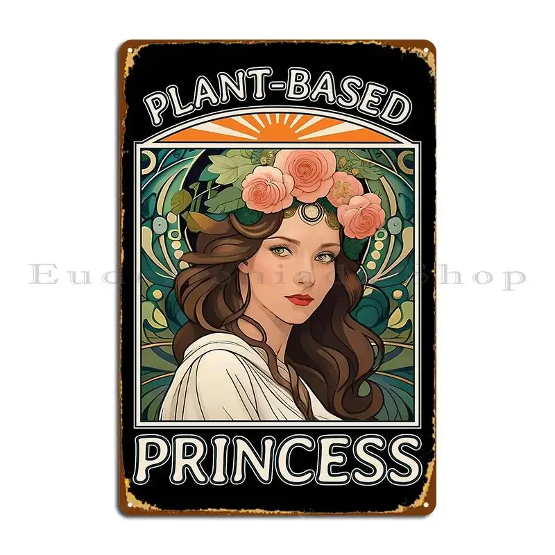 Принцесса на растительной основе, милая веганская вегетарианская цветочная корона, металлическая вывеска Ver5, украшение для гаража, дизайнерская жестяная вывеска для гаража, плакат Принцесса на растительной основе, милая веганская вегетарианская цветочная корона, металлическая вывеска Ver5, украшение для гаража, дизайнерская жестяная вывеска для гаража, плакат